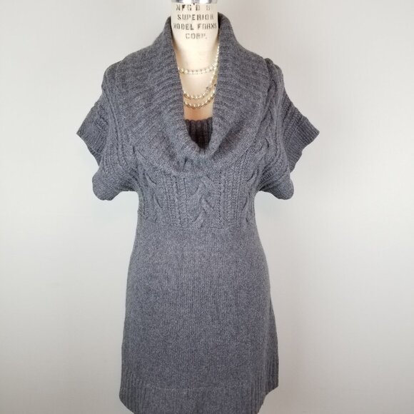 Banana Republic Wool & Cashmere Grey Cowl Neck Knit Sweater Dress * Ladies Small - Picture 1 of 9